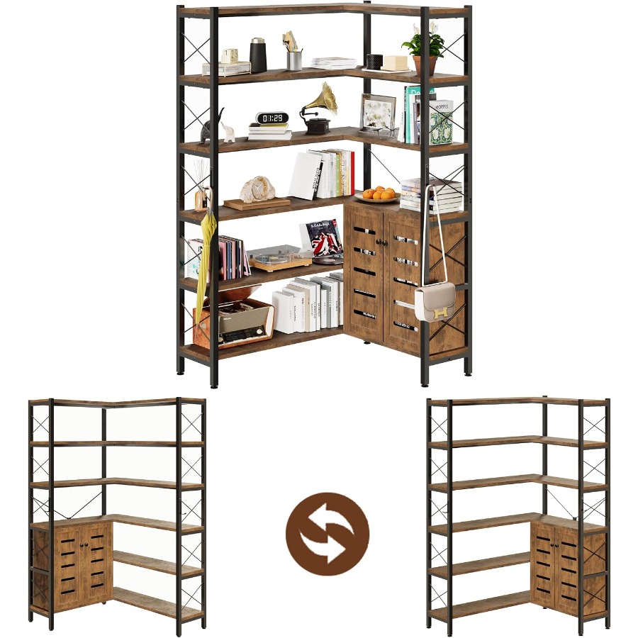 6-Shelf Corner Bookshelf for L - đánh giá và giá Storage