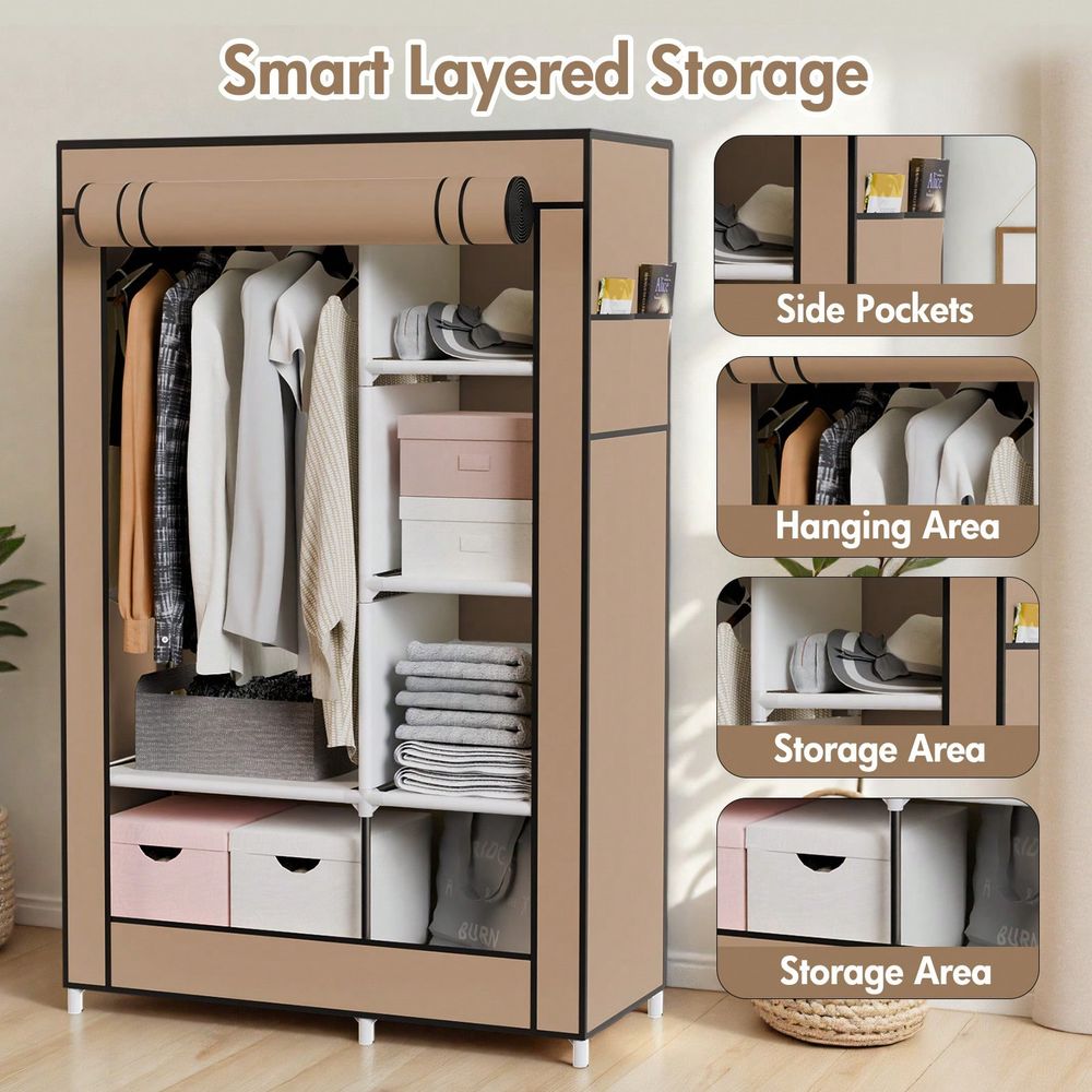 Closet Storage For Hanging Clo - đánh giá và giá Wardrobe Closet Portable Fabric Cover