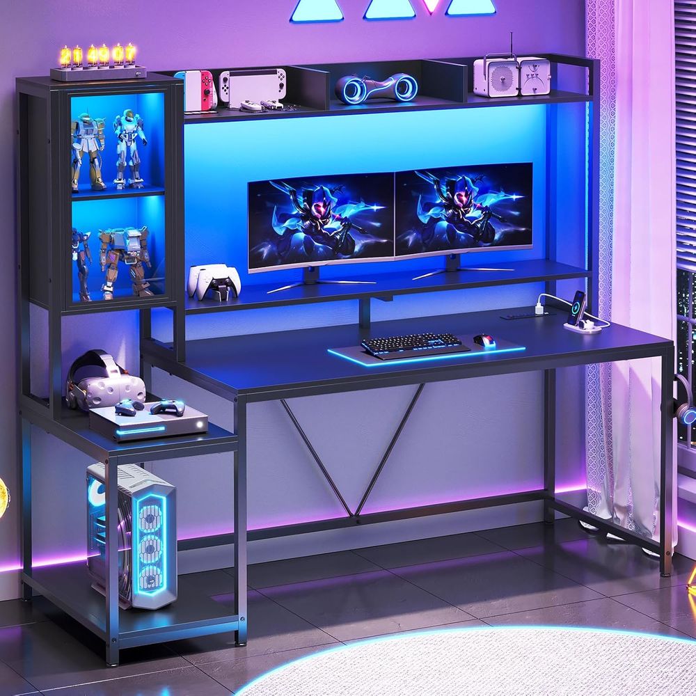 60'' Gaming Desk with Storage, - đánh giá và giá Storage