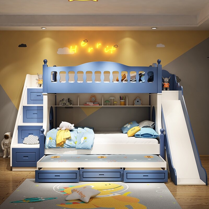 Children's Bed Up and Down Bed - đánh giá và giá Bunk Bed With Stairs And Slide